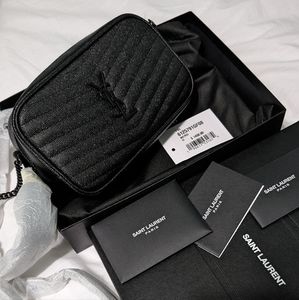 YSL Mini Lou Camera Bag in Grained Quilted Leather w/Tassel